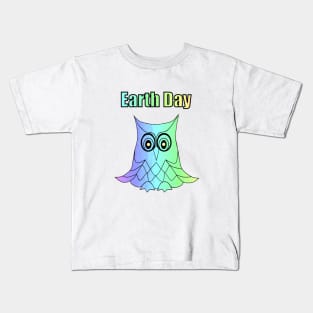 EARTH Day Celebration Blue Owl Kids T-Shirt